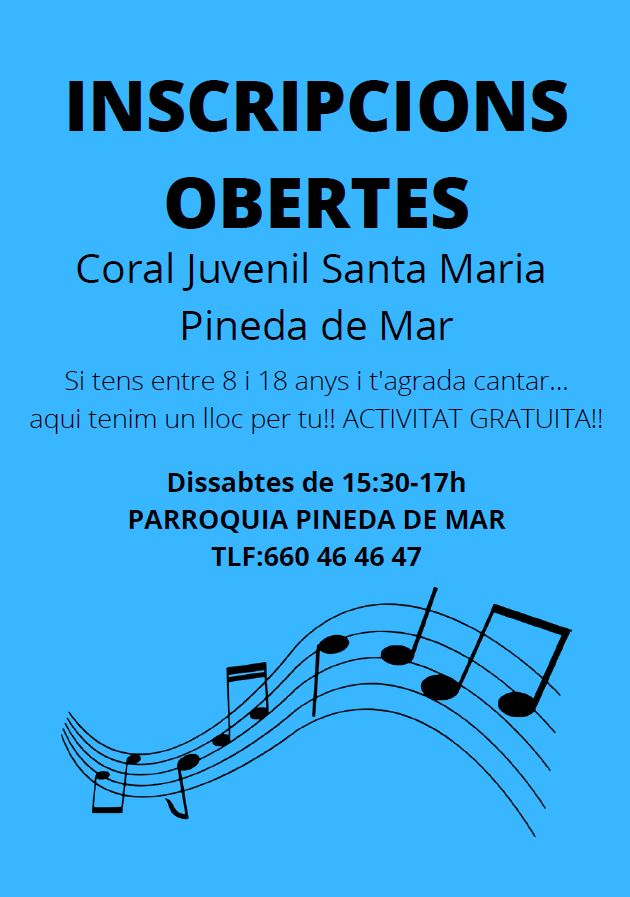 La Coral Juvenil Santa Maria de Pineda de mar busca cantaires